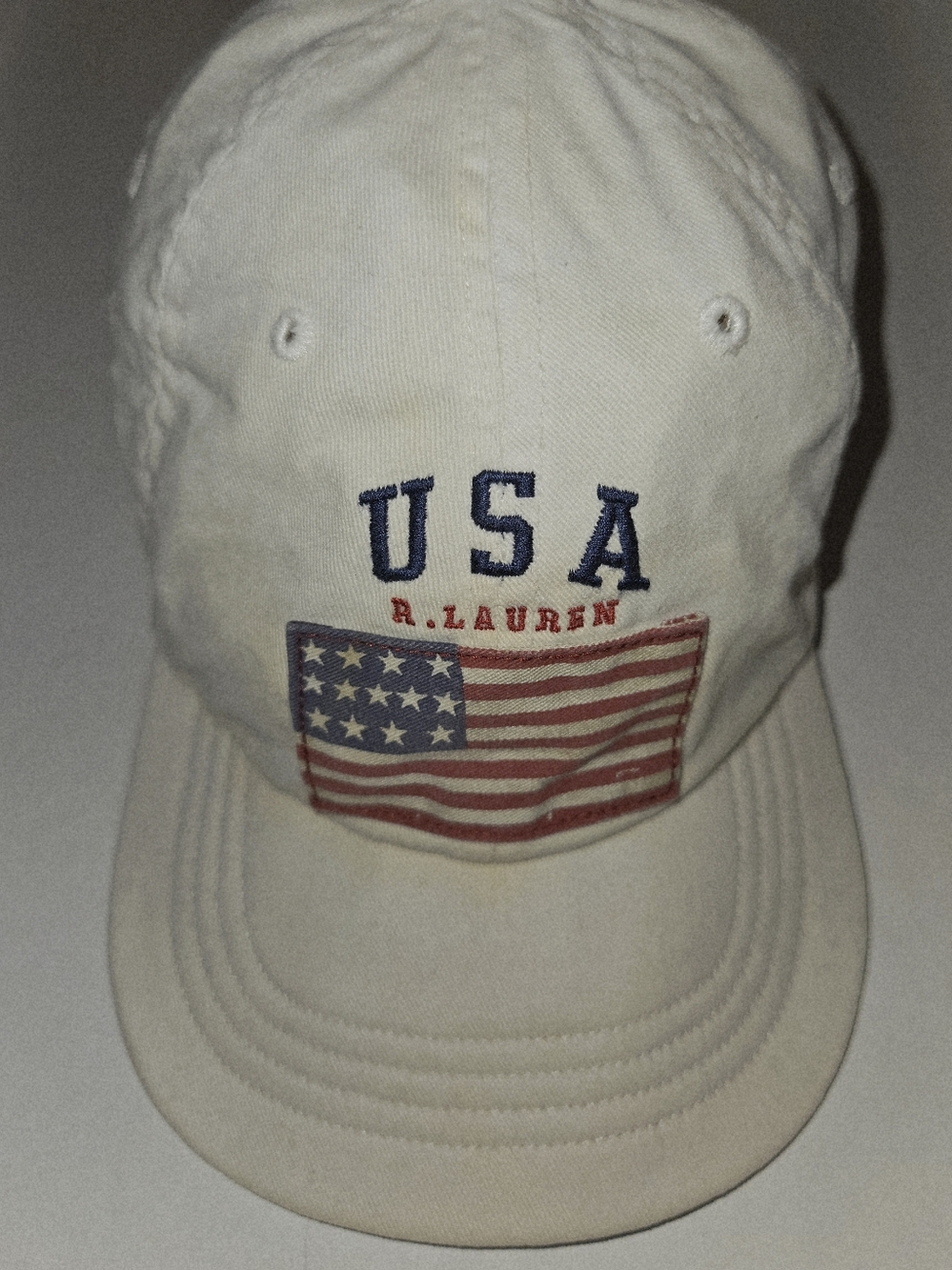 Polo Ralph Lauren USA Hat Cap Strapback White Flag Patch Cotton Adjustable